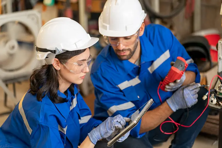 Elettricista al lavoro su un quadro elettrico durante un intervento urgente a Forlì